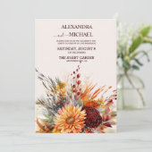 Herfst Verbrande Oranje Waterverf Pampas Grass Bru Kaart (Staand voorkant)