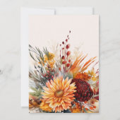 Herfst Verbrande Oranje Waterverf Pampas Grass Bru Kaart (Achterkant)