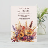 Herfst Verbrande Oranje Waterverf Pampas Grass Bru Kaart (Staand voorkant)