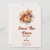 Herfst Verbrande Oranje Waterverf Pampas Grass Bru Save The Date (Voorkant)