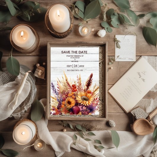 Herfst Verbrande Oranje Waterverf Pampas Grass Bru Save The Date