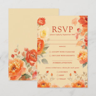 Herfst Verbrande Sinaasappel Bloemen Bruiloft Reac RSVP Kaartje