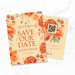 Herfst Verbrande Sinaasappel Bloemen Bruiloft Save The Date