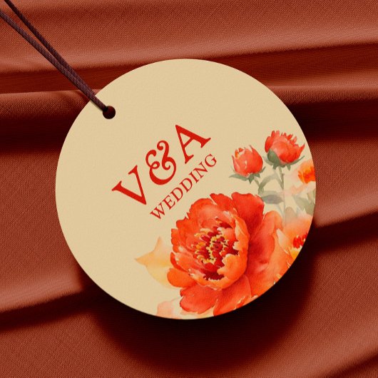 Herfst verbrande Sinaasappel bloemenbruiloft Bedankjes Labels