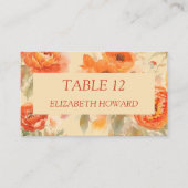 Herfst verbrande Sinaasappel bloemenbruiloft Plaatskaartje (Voorkant)
