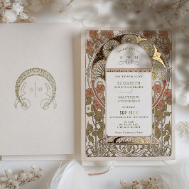 Herfst Verbrande Sinaasappel Gouden Bruiloft Art N Folie Uitnodiging