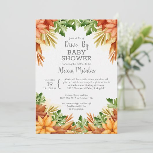 Herfst VERDRIVE-BY Baby Shower Invitations (Staand voorkant)