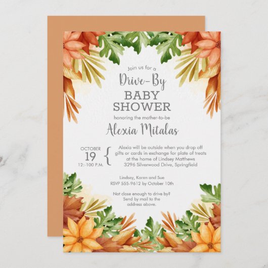 Herfst VERDRIVE-BY Baby Shower Invitations (Voorkant / Achterkant)