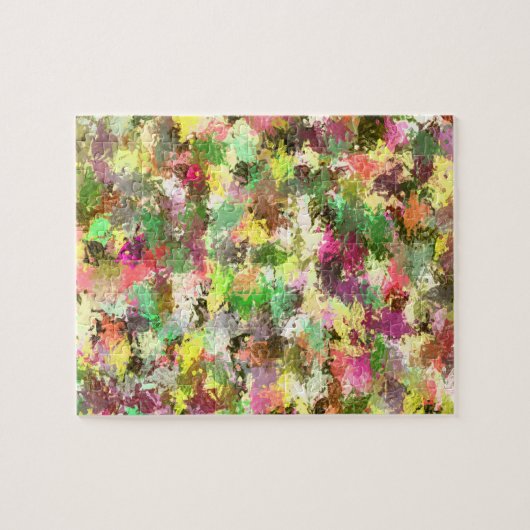 Herfst Verfspatten Bladeren Abstracte Kunst Legpuzzel (Horizontaal)