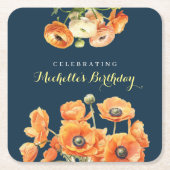 Herfst Verjaardag Party Herfst Fete Sinaasappel Bl Kartonnen Onderzetters (Voorkant)