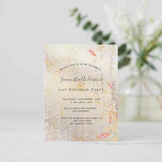 Herfst verjaardag roos gouden zilver rustige uitno briefkaart (Staand voorkant)