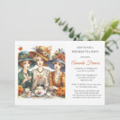 Herfst Verjaardag Tea Party Kaart (Staand voorkant)
