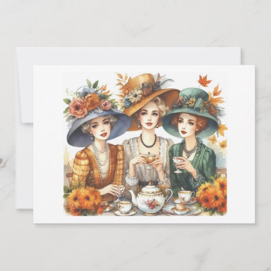 Herfst Verjaardag Thee Party Kaart (Achterkant)