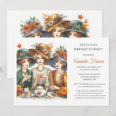 Herfst Verjaardag Thee Party Kaart (Voorkant / Achterkant)