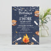 Herfst Verjaardag zijn S'mores Fun Campfire Kaart (Staand voorkant)