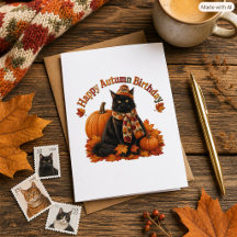 Herfst Verjaardag Zwarte Kat in Knus