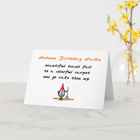 Herfst Verjaardags Haiku Een Grappig Verjaardagsge Kaart (Gele Bloem)