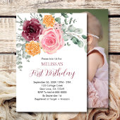 Herfst Verjaardags Meisje Bourgondië Blush Roze Bl Kaart