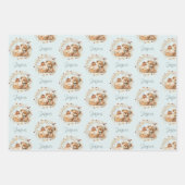 Herfst Verjaardagsjongen Schattige Beer Pompoenen  Inpakpapier Vel (Voorkant)