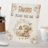 Herfst Verjaardagspompen Teddy Bear Pedestal Sign Reclamebord Met Voetstuk (Insitu)
