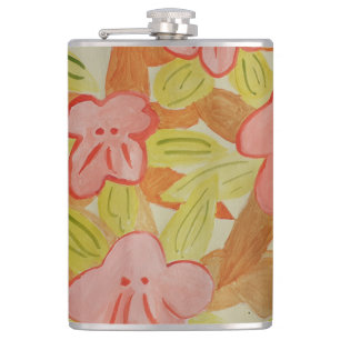 Herfst Verkleurde bloemen Vinyl Wrapped Kolf Heupfles