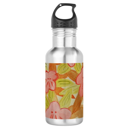 Herfst Verkleurde bloemen Waterfles (Voorkant)