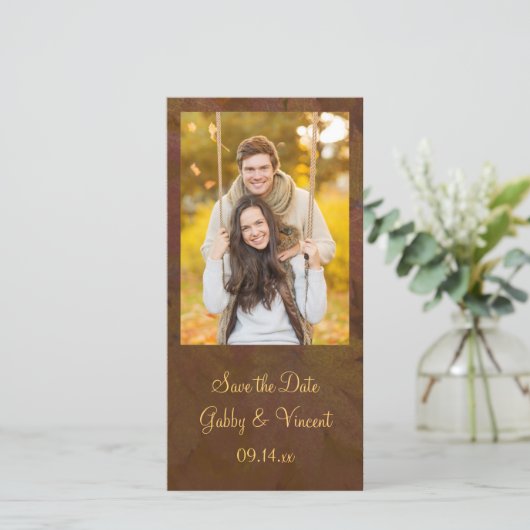 Herfst Verkleurde Maple trouwt op datum opslaan Save The Date (Staand voorkant)