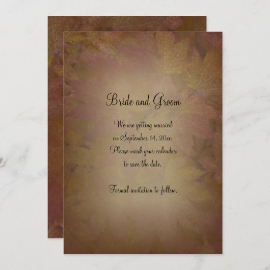 Herfst Verkleurde Maple trouwt op datum opslaan Save The Date (Voorkant / Achterkant)
