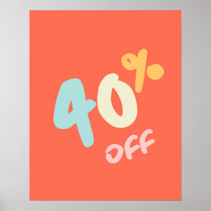 Herfst Verkoopteken, Winkel Signage, 40% Korting Poster