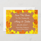 Herfst verlaat bruiloft behalve de datum herfst1 aankondigingskaart (Voorkant / Achterkant)