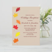 Herfst verlaat bruiloft receptie kaart (Staand voorkant)