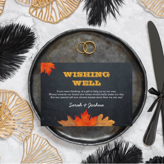 Herfst Verlaat Chalkboard Wedding Wishing Well Informatiekaartje