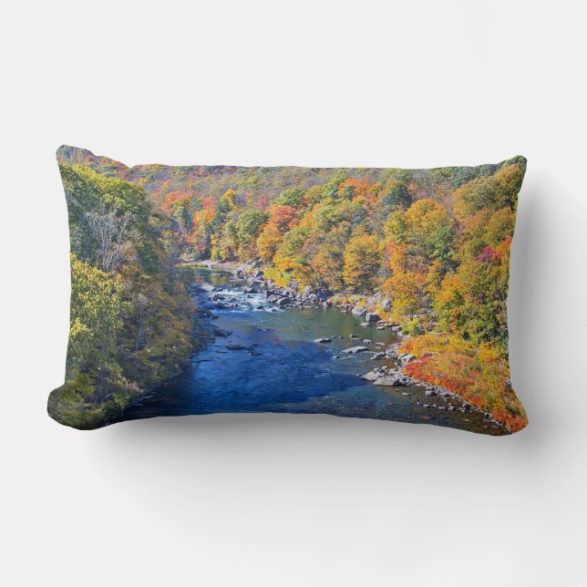 Herfst verlaat Flanking Clear River Kussen (Voorkant)