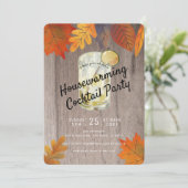 Herfst Verlaat Housewarming Cocktail Party Wood Kaart (Staand voorkant)