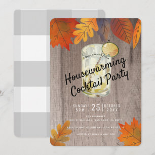 Herfst Verlaat Housewarming Cocktail Party Wood Kaart