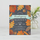 Herfst Verlaat KrijtbordThanksgiving Diner Kaart (Staand voorkant)