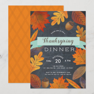 Herfst Verlaat KrijtbordThanksgiving Diner Kaart