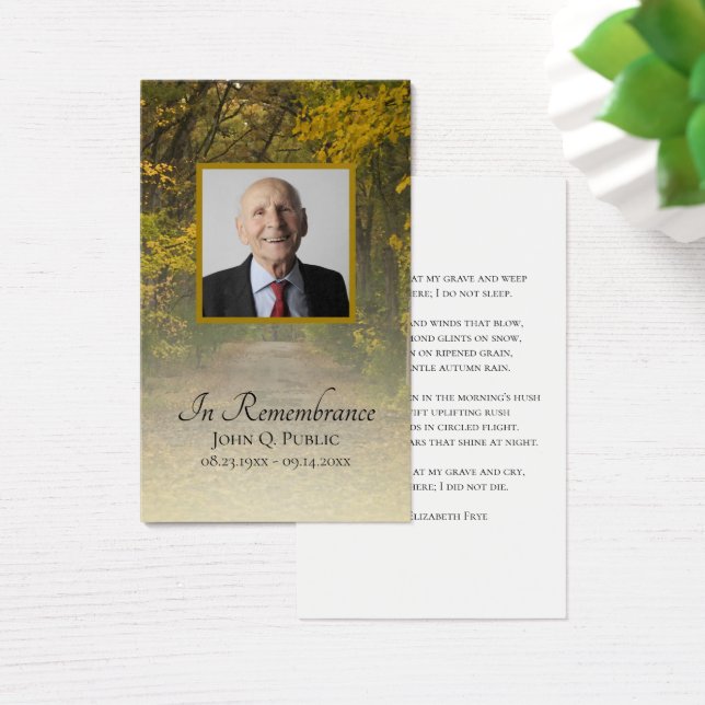 Herfst verlaat Lane begrafenis gedenkteken Visitekaartje (Bureau)