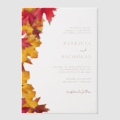 Herfst verlaat minimalistische herfstbruiloft vellum uitnodigingen (Voorkant)