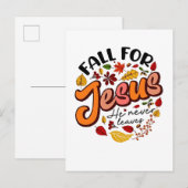 Herfst verlaat nooit de Herfst Thanksgiving Aankondigingskaart (Voorkant / Achterkant)