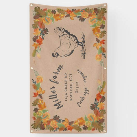 Herfst verlaat Rustic Script boerderij Banner (Verticaal)