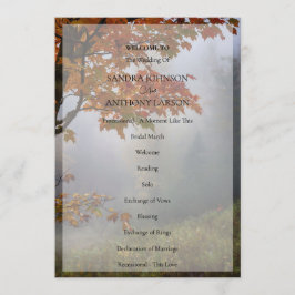 Herfst verlaat rustiek huwelijksprogramma programmakaart