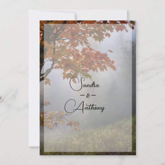 Herfst verlaat rustieke bruiloft kaart (Achterkant)