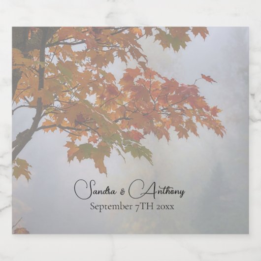 Herfst verlaat rustieke bruiloft mousserende wijn sparkling wijnetiket (Enkel label)