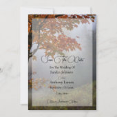 Herfst verlaat rustieke bruiloft save the date (Voorkant)