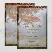 Herfst verlaat rustieke bruiloft save the date (Voorkant / Achterkant)