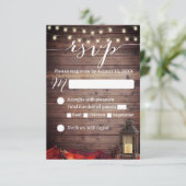 Herfst Verlaat Rustieke Lantaarn Fall Wedding RSVP Kaartje (Staand voorkant)