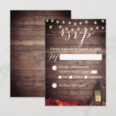 Herfst Verlaat Rustieke Lantaarn Fall Wedding RSVP Kaartje (Voorkant / Achterkant)