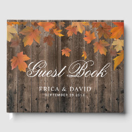 Herfst Verlaat Rustieke Schuur Hout Fall Wedding Gastenboek