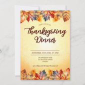 Herfst verlaat Thanksgiving Diner Kaart (Voorkant)